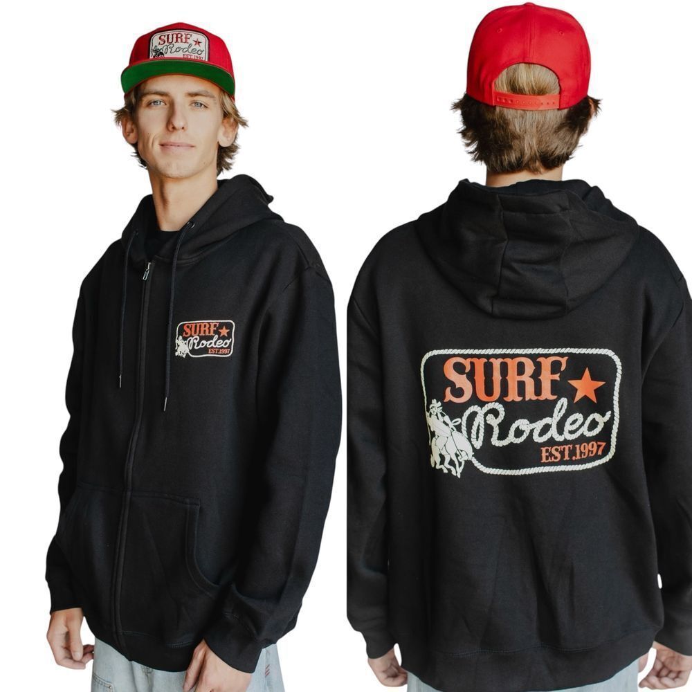 Surf Rodeo Men's XL‎ Black Lasso Patch Hoodie Jacket
